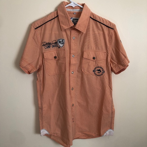 Camp David Other - Camp David Muscle fit button down pin stripe orange shirt size small